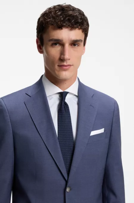 Regular-Fit Zweiteiler aus melierter Stretch-Schurwolle