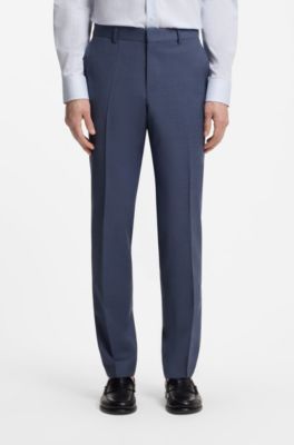 Two-piece regular-fit suit in melange stretch wool, Blue