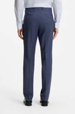 Two-piece regular-fit suit in melange stretch wool, Blue