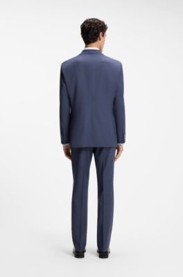 Two-piece regular-fit suit in melange stretch wool, Blue
