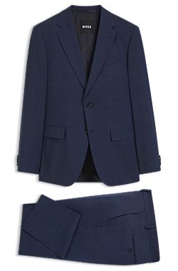 Two-piece slim-fit suit in checked stretch wool