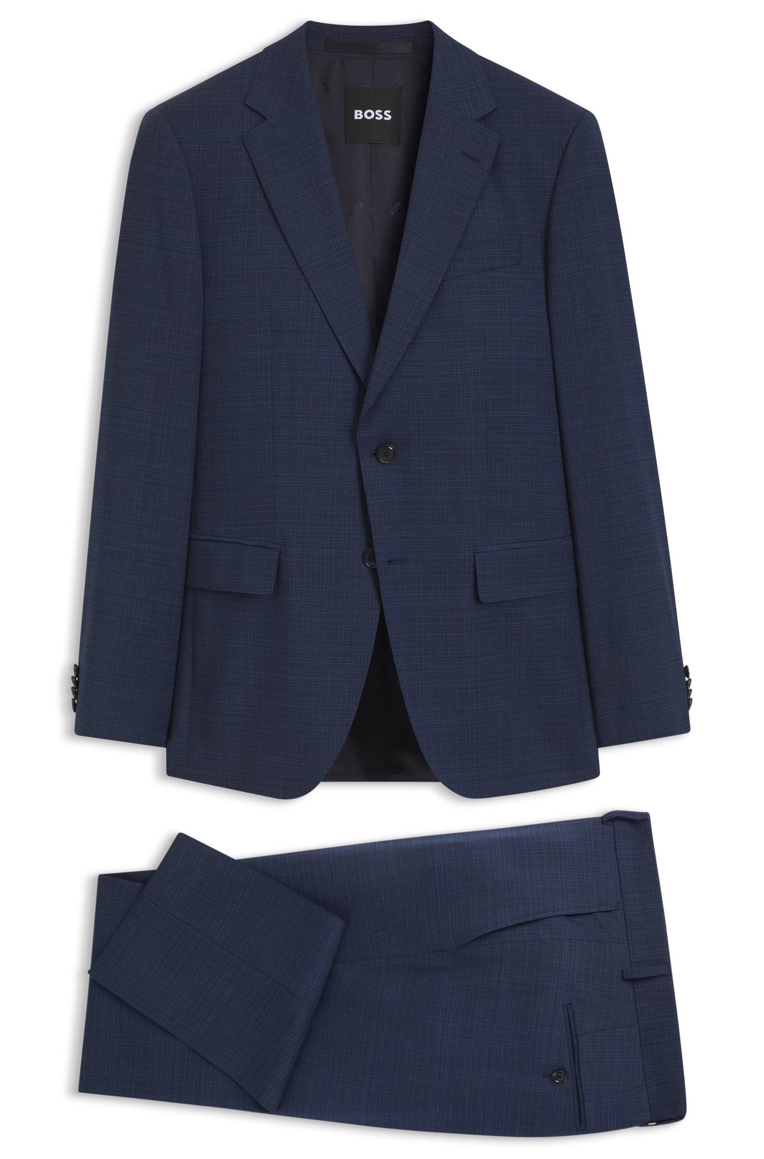 Boss Two-piece slim-fit suit in checked stretch wool kostymer herr – bild 4