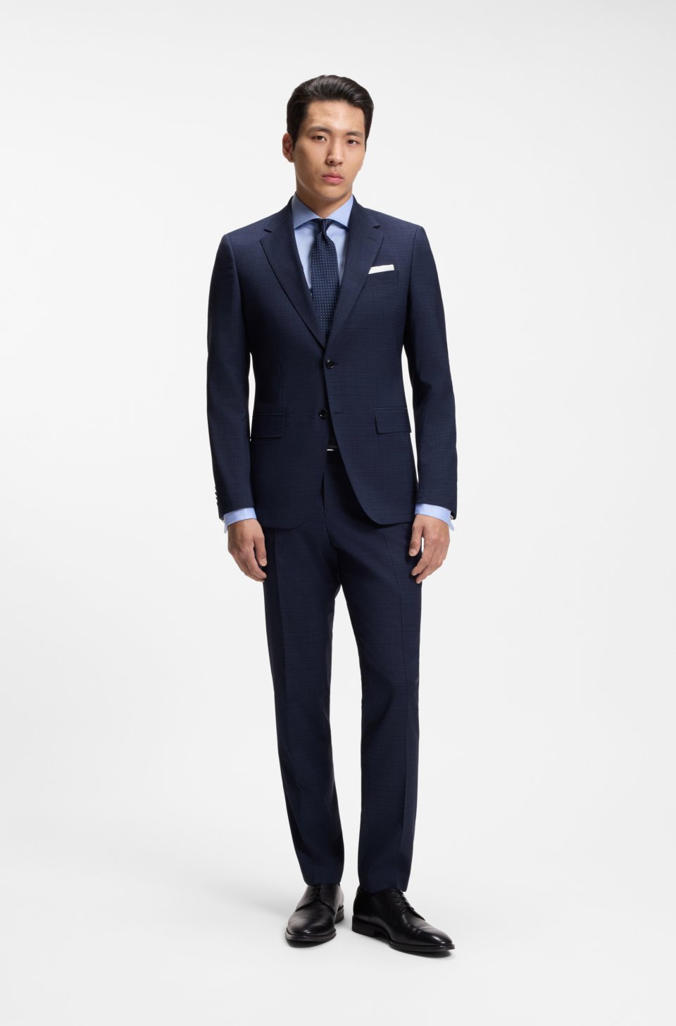 Two-piece slim-fit suit in checked stretch wool