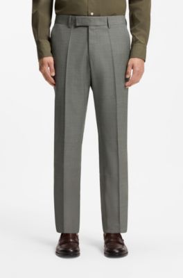 Two-piece slim-fit suit in patterned stretch wool, Light Green