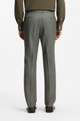 Two-piece slim-fit suit in patterned stretch wool, Light Green