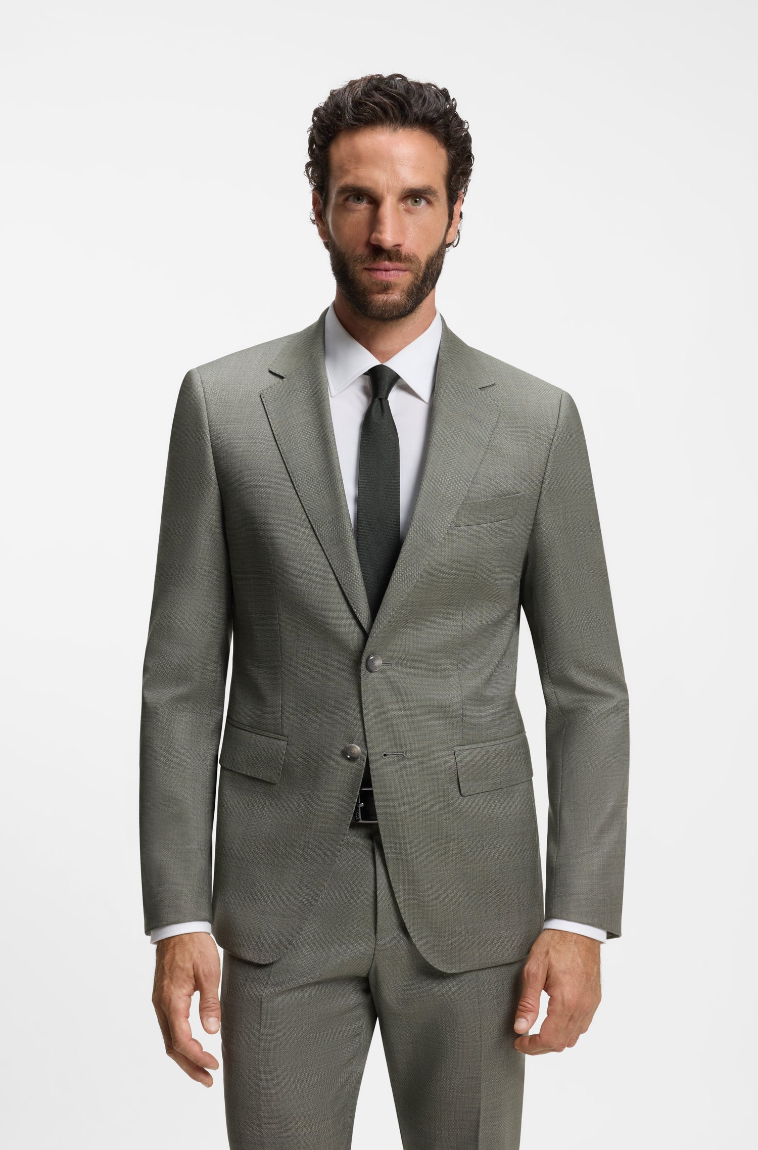 Boss Two-piece slim-fit suit in patterned stretch wool kostymer herr – bild 2