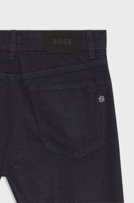 Straight-fit jeans in indigo stretch denim, Dark Blue