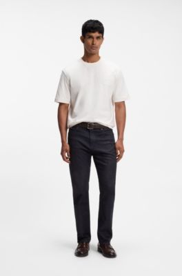 Straight-fit jeans in indigo stretch denim, Dark Blue