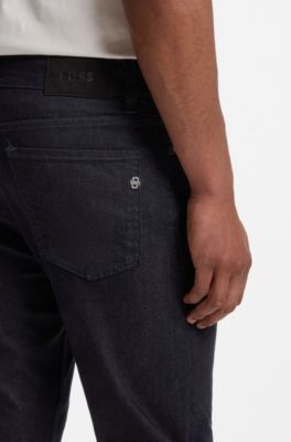 Straight-fit jeans in indigo stretch denim, Dark Blue
