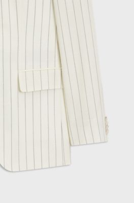 Two-piece slim-fit suit in striped fabric, Natural