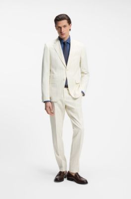 Two-piece slim-fit suit in striped fabric, White Stripes