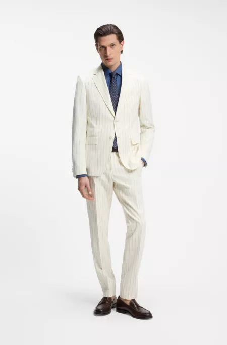 Traje slim fit de dos piezas en tejido a rayas