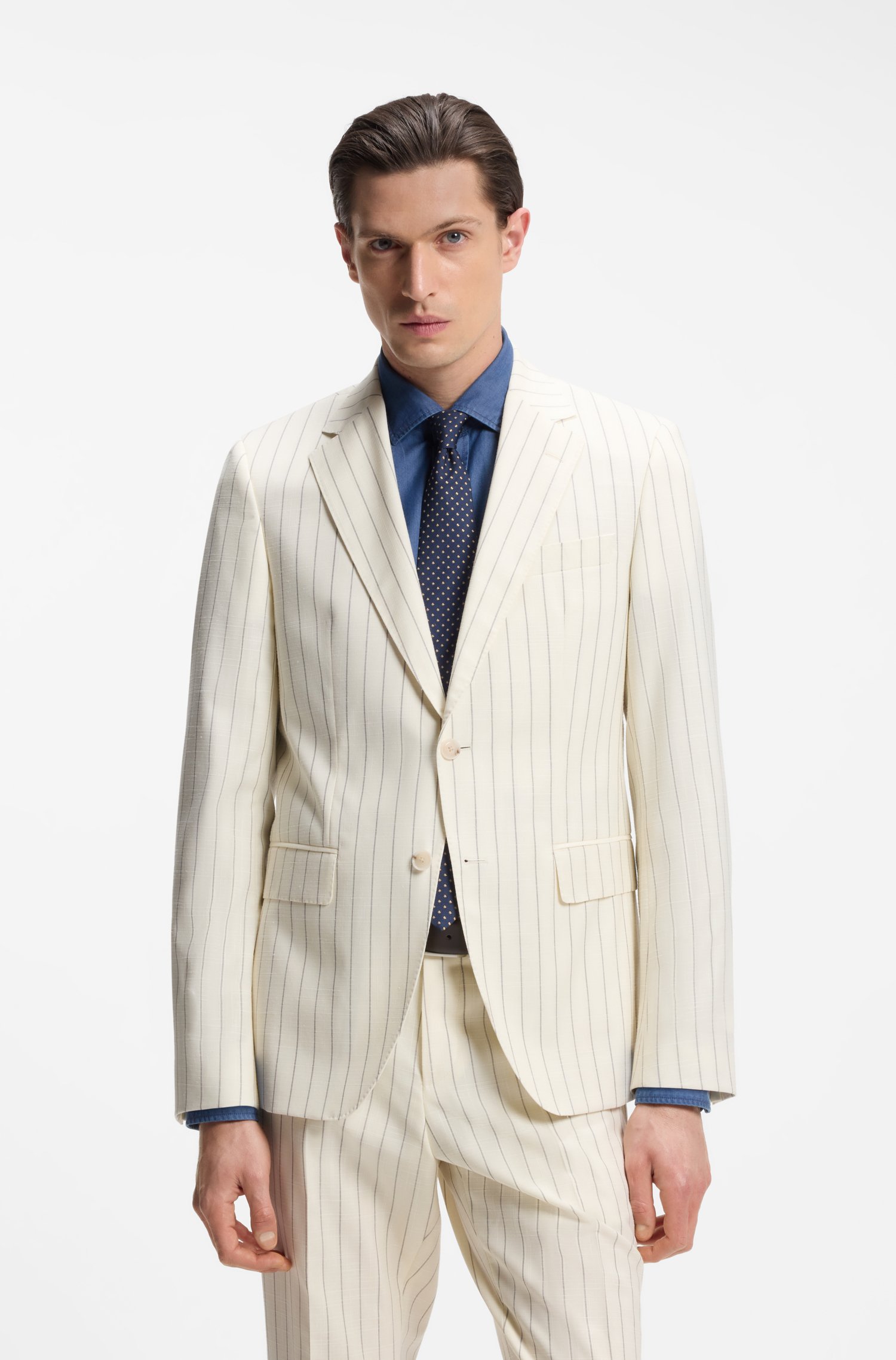 Boss Two-piece slim-fit suit in striped fabric kostymer herr – bild 2
