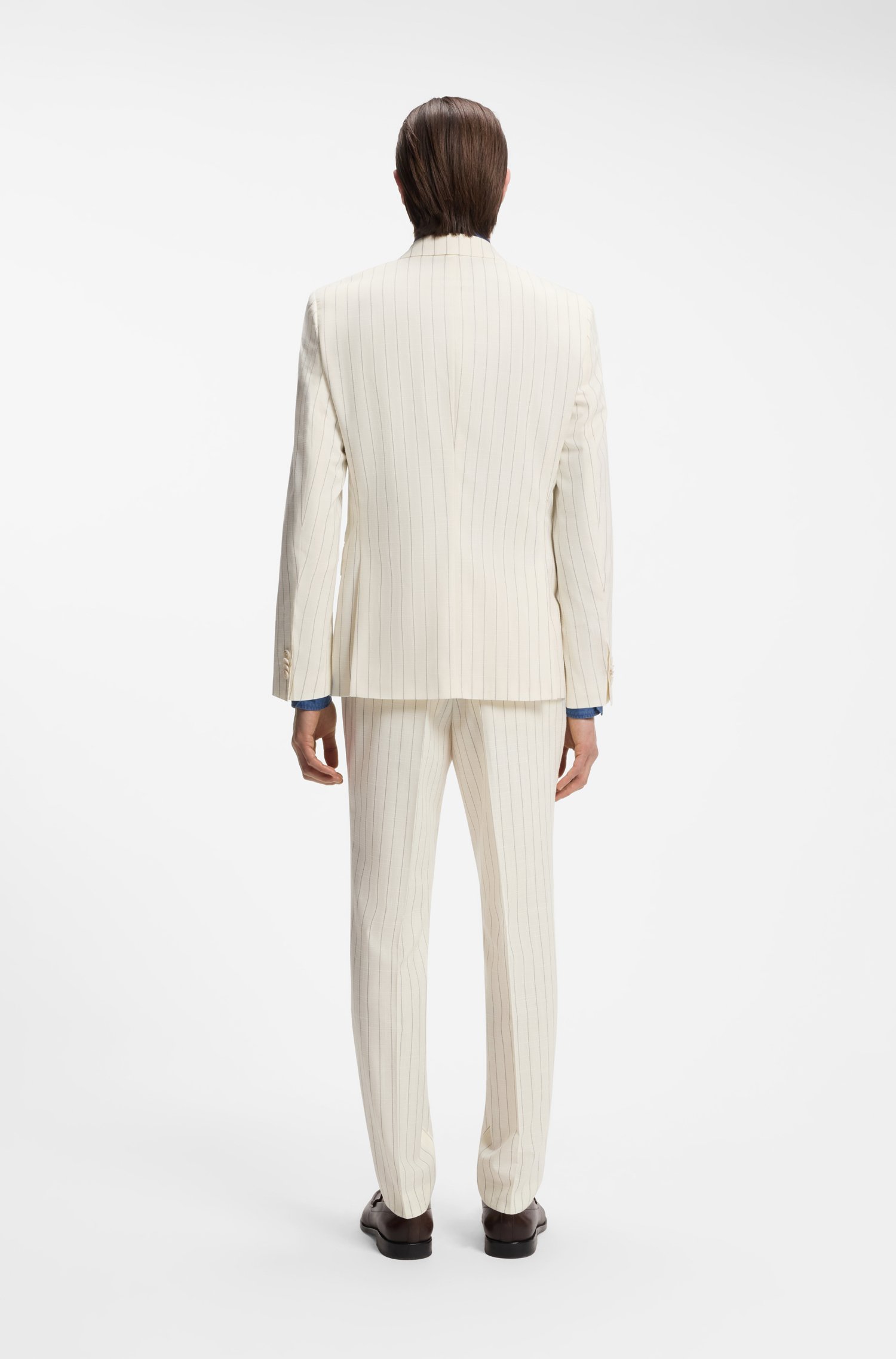 Boss Two-piece slim-fit suit in striped fabric kostymer herr – bild 3