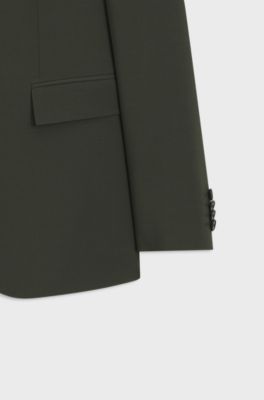 Two-piece slim-fit suit in stretch virgin wool, Green