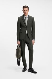 Slim-Fit Zweiteiler aus Stretch-Schurwolle, Gr&uuml;n