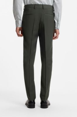 Abito due pezzi slim fit in lana vergine elasticizzata, Verde
