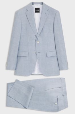 Two-piece regular-fit suit in checked fabric, Light Blue