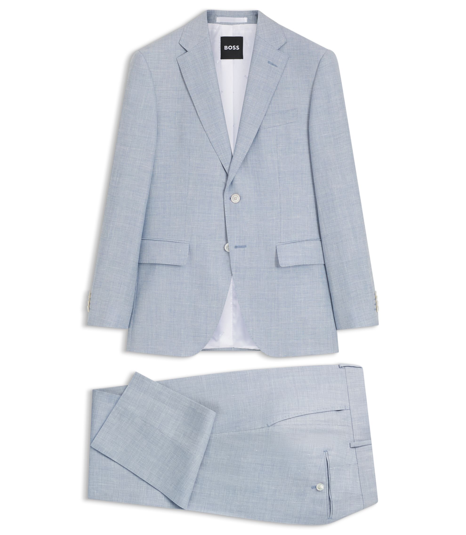 専用様【新品未着用】HUGO BOSS ブルー チェック柄 スーツ BOSS - レギュラーフィット ツーピーススーツ チェックファブリック