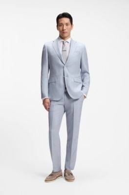 Two-piece regular-fit suit in checked fabric, Light Blue