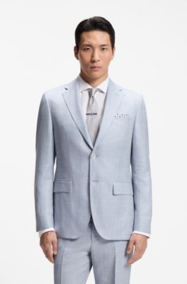 Two-piece regular-fit suit in checked fabric, Light Blue