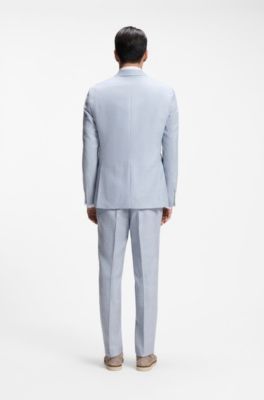 Two-piece regular-fit suit in checked fabric, Light Blue