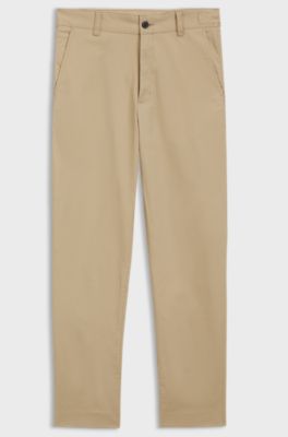 Chino slim fit in twill di cotone mercerizzato ed elasticizzato, Beige
