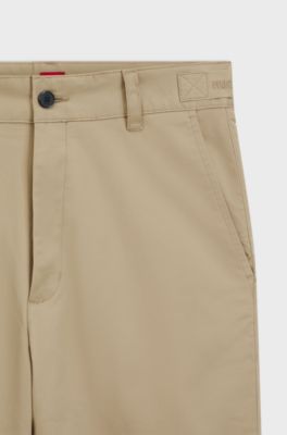 Slim-fit chinos in mercerised stretch-cotton twill, Beige