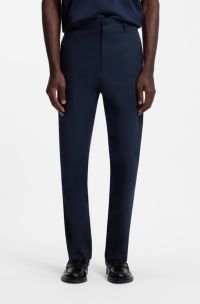 Slim-fit trousers in mercerised stretch cotton, Dark Blue