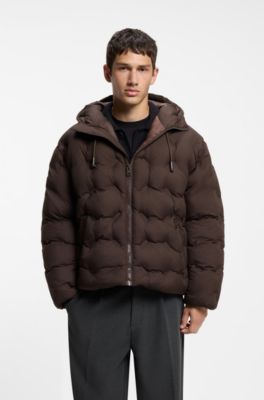 Water-repellent jacket with quilting, Brown