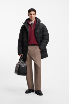 Hooded puffer coat with patch pockets, Black