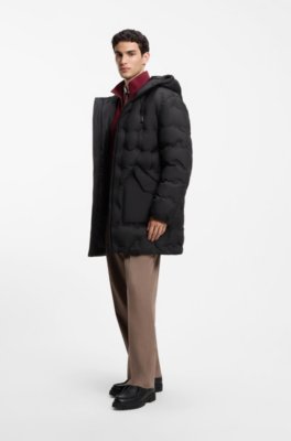 Hooded puffer coat with patch pockets