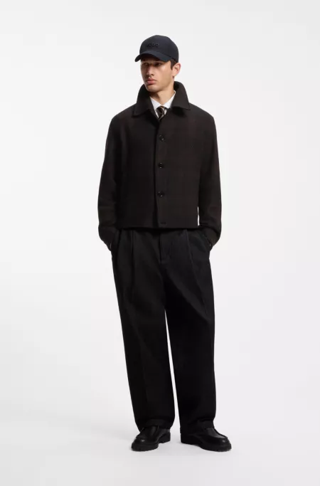 Wool-blend jacket with all-over check pattern