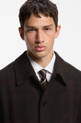 Wool-blend jacket with all-over check pattern, Brown