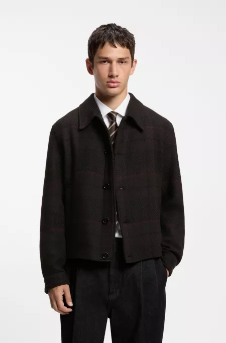 Wool-blend jacket with all-over check pattern