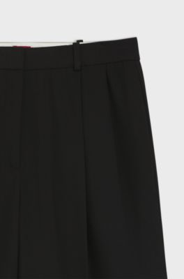 Regular-fit wide-leg trousers with double pleats, Black