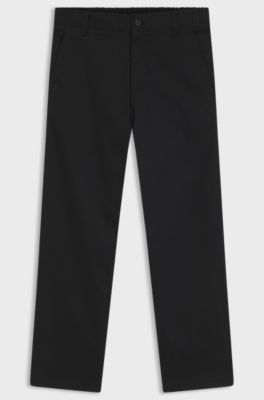 Straight-Fit Hose aus merzerisierter Stretch-Baumwolle, Schwarz