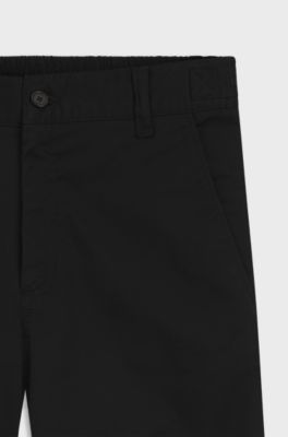 Straight-fit trousers in mercerised stretch cotton, Black