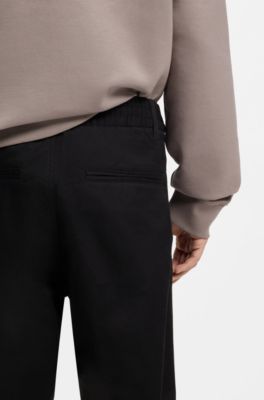Straight-fit trousers in mercerised stretch cotton, Black