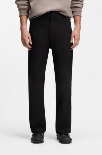 Straight-fit trousers in mercerised stretch cotton, Black