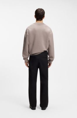 Straight-fit trousers in mercerised stretch cotton, Black