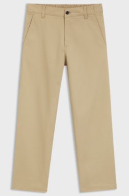 Straight-fit trousers in mercerised stretch cotton, Beige