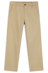 Straight-fit trousers in mercerised stretch cotton, Beige