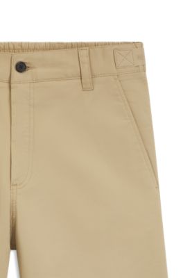 Straight-fit trousers in mercerised stretch cotton, Beige