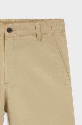 Straight-fit trousers in mercerised stretch cotton, Beige