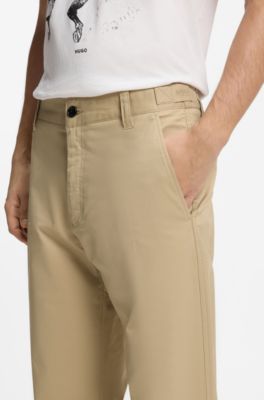 Straight-fit trousers in mercerised stretch cotton, Beige