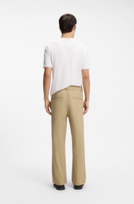 Straight-fit trousers in mercerised stretch cotton, Beige
