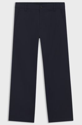 Straight-fit trousers in mercerised stretch cotton, Dark Blue