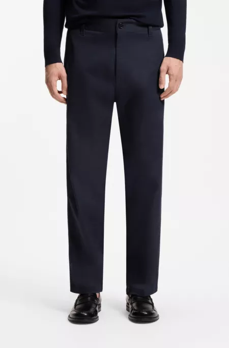 Pantalon droit en coton stretch mercerisé