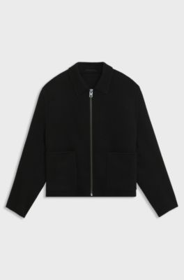 Regular-fit jacket with cropped length, Black
